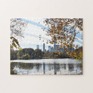 Streaky Sky Central Park Lake New York City Photo Jigsaw Puzzle