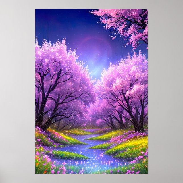 Stream along Cherry Blossom Alley Poster (Front)
