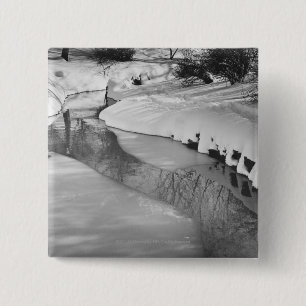 Stream in winter B&W 15 Cm Square Badge