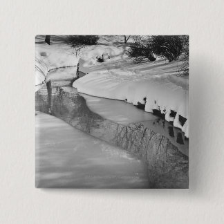 Stream in winter B&W 15 Cm Square Badge