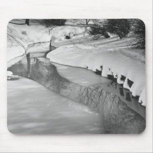 Stream in winter B&W Mouse Mat