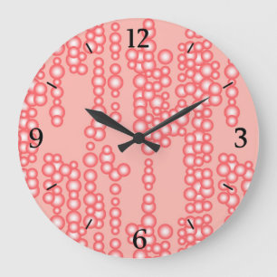 Stream of bubbles, coral pink large clock