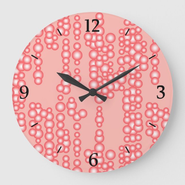 Stream of bubbles, coral pink large clock (Front)