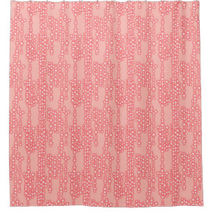 Stream of bubbles, coral pink shower curtain
