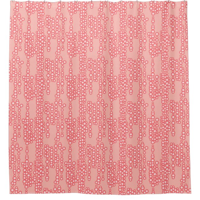 Stream of bubbles, coral pink shower curtain (Front)