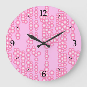 Stream of bubbles, pastel pink large clock