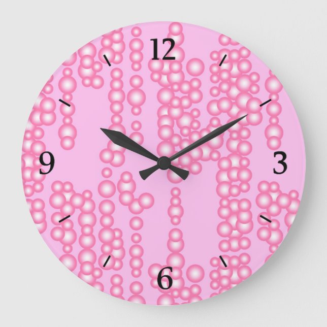 Stream of bubbles, pastel pink large clock (Front)