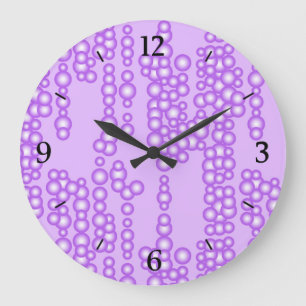 Stream of bubbles, shades of lavender large clock