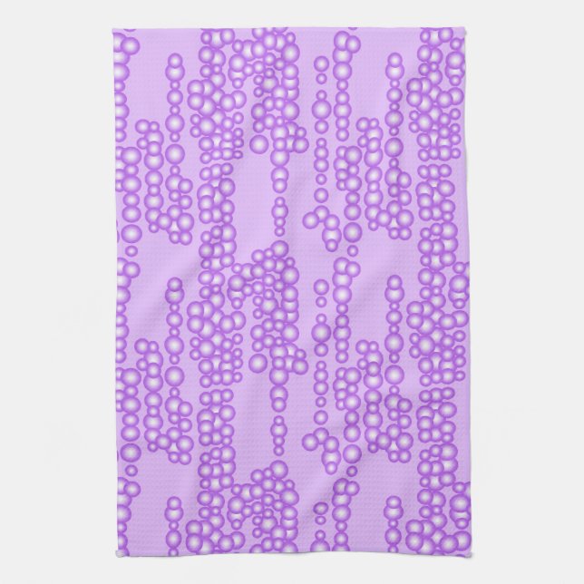 Stream of bubbles, shades of lavender tea towel (Vertical)