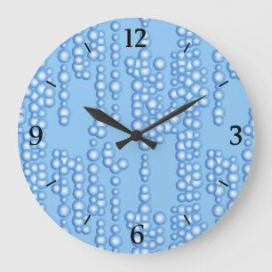 Stream of bubbles, shades of light blue large clock