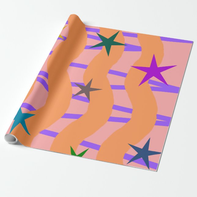 Streamers and stars  wrapping paper (Unrolled)