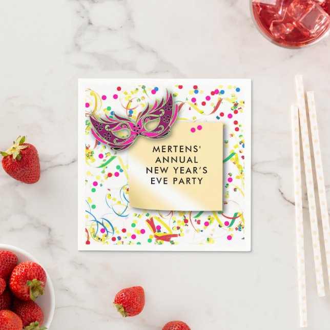 Streamers & Confetti New Year’s Eve Party Paper Napkin (Insitu)