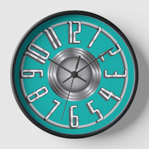 Streamline Art Deco Wall Clock - Aqua