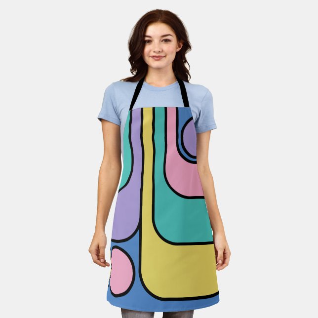 Streamline Moderne Retro Style Geometric Design Apron (Worn)