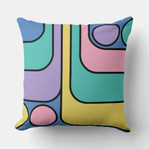 Streamline Moderne Retro Style Geometric Design Cushion