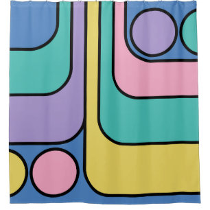 Streamline Moderne Retro Style Geometric Design Shower Curtain