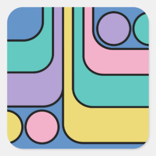Streamline Moderne Retro Style Geometric Design Square Sticker