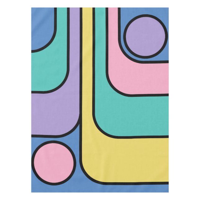 Streamline Moderne Retro Style Geometric Design Tablecloth (Front)