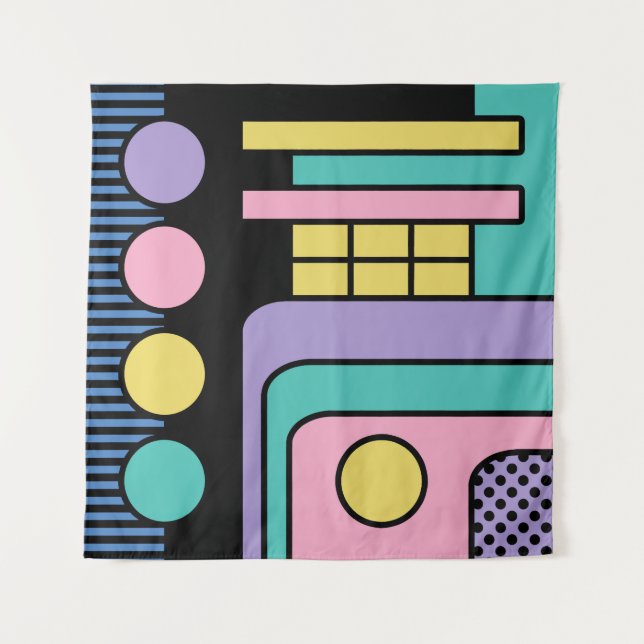 Streamline Moderne Retro Style Geometric Design Tapestry (Front)