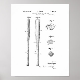 Streamlined Baseball Bat Or The Like Patent Poster