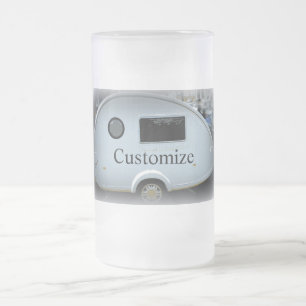 Streamlined teardrop trailer gypsy caravan frosted glass beer mug