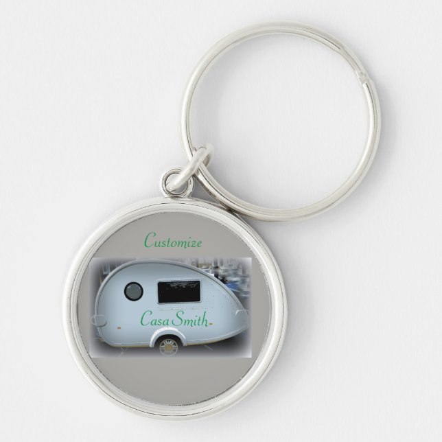 Streamlined teardrop trailer gypsy caravan key ring (Front)