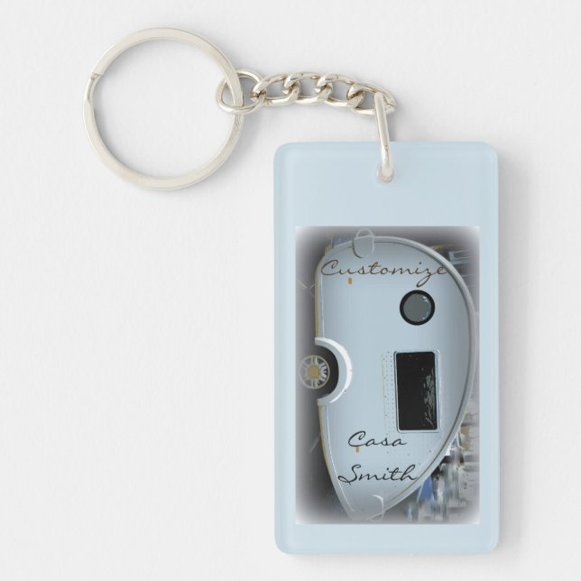 Streamlined teardrop trailer gypsy caravan key ring (Front)