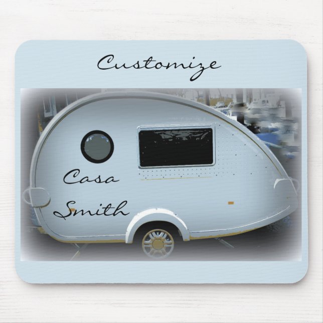 Streamlined teardrop trailer gypsy caravan mouse mat (Front)