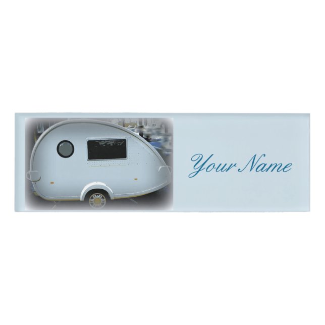 Streamlined teardrop trailer gypsy caravan name tag (Front)