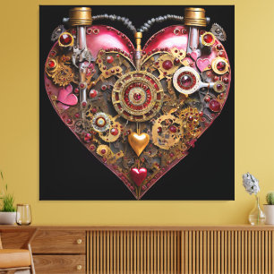 Streampunk Heart Ruby Valentine Canvas Print