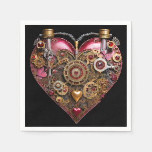 Streampunk Heart Ruby Valentine Napkin