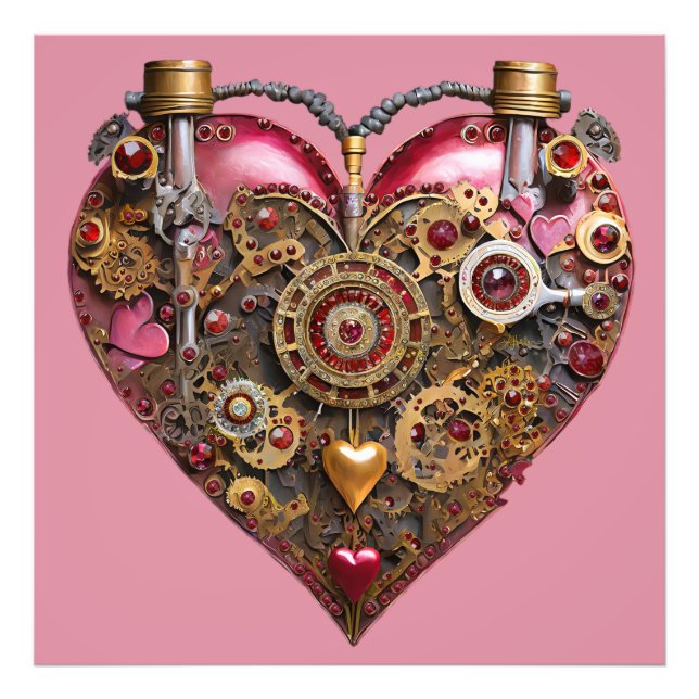 Streampunk Heart Ruby Valentine Photo Print (Front)