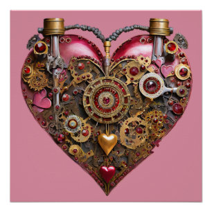 Streampunk Heart Ruby Valentine Poster