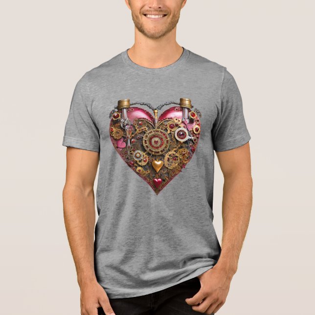Streampunk Heart Ruby Valentine Tri-Blend Shirt (Front)