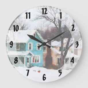 Street After Snow Large Clock
