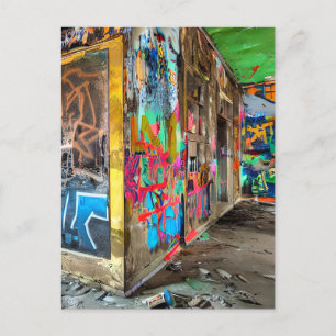 Street Art Abandoned Building   Keeping in Touch Postcard