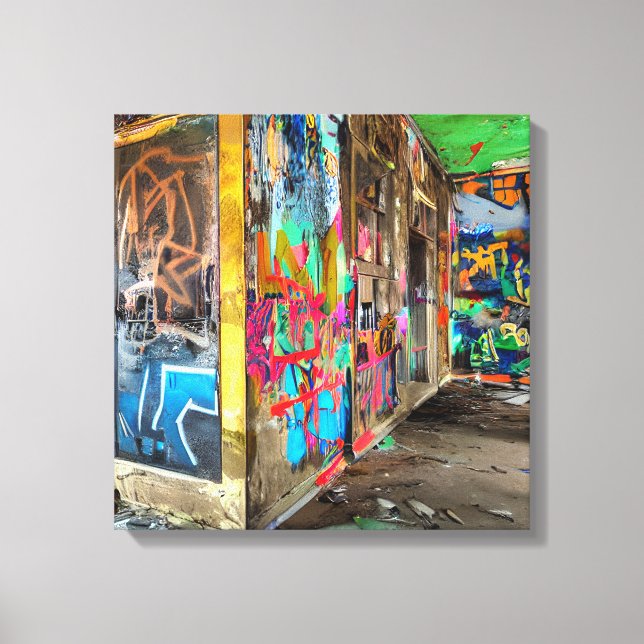Street Art Abandoned Building Personalised Canvas Print (Front)