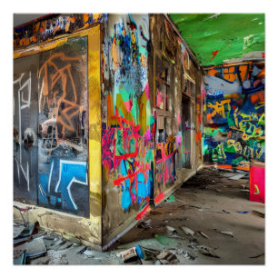 Street Art Abandoned Building Personalised Poster