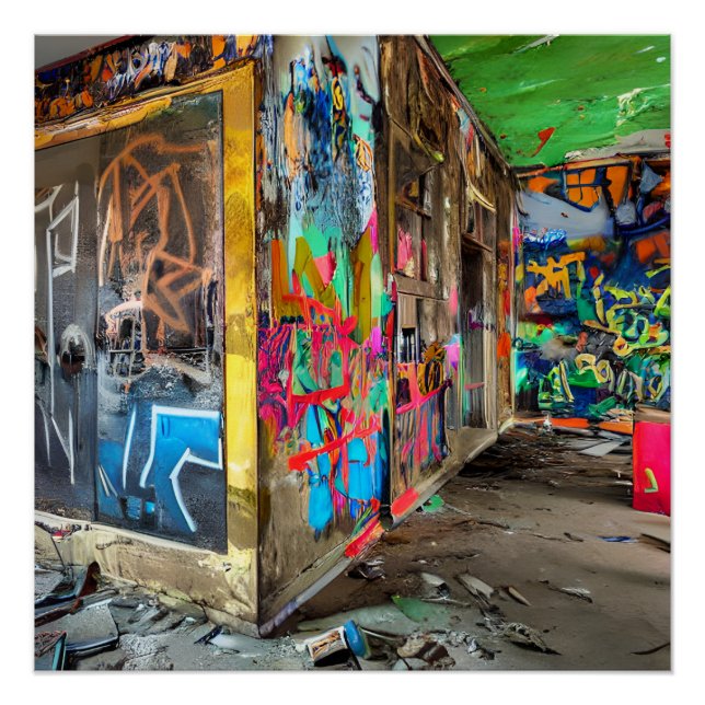 Street Art Abandoned Building Personalised Poster (Front)