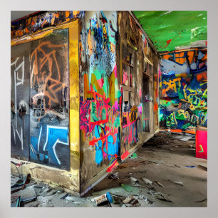 Street Art Abandoned Building Personalised Poster