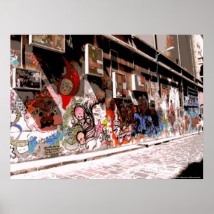 Street Art and Graffiti in Hosiers Lane, Melbourne Poster