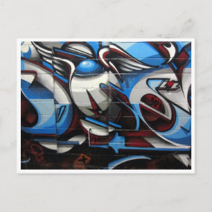 street art blue postcard