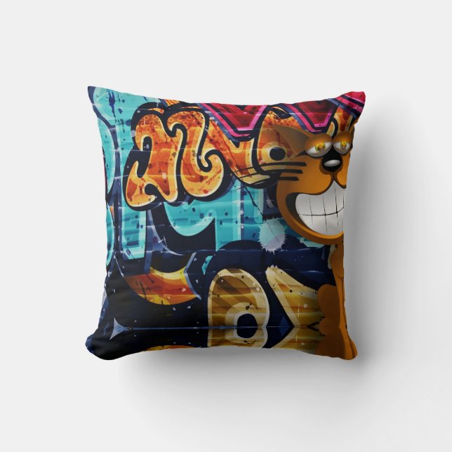 Street Art Cat Cushion (Front)