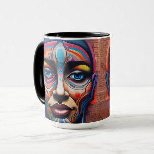 Street Art Colourful urban theme Graffiti  Face  Mug