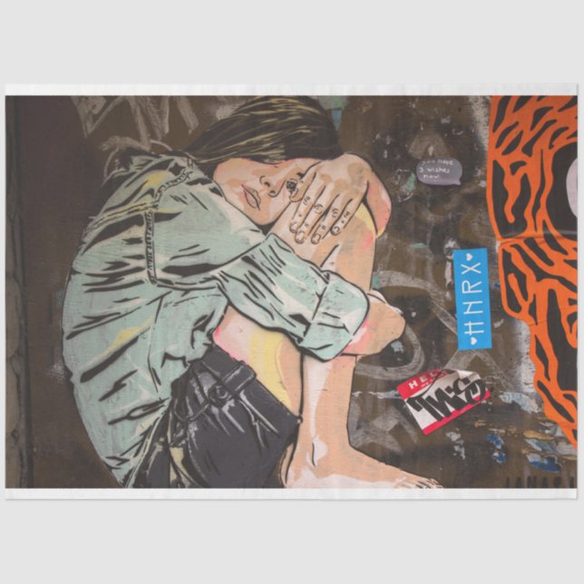 Street Art Girl Urban 13 Decoupage Tissue Paper (Front)