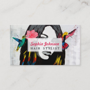 Street Art Graffiti Girl with Birds Business Card