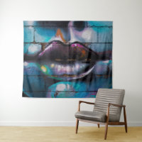 Street Art Graffiti Lips Wall Tapestry