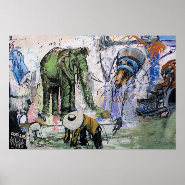 Street Art of Las Palmas Elephant Poster (Front)