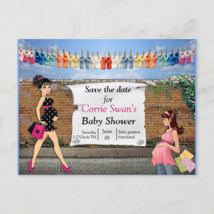 Street Art Polka-dot Baby Shower Announcement Postcard