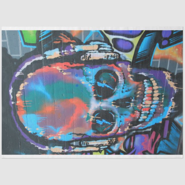 Street Art Skull Urban Decoupage Tissue Paper (Front)